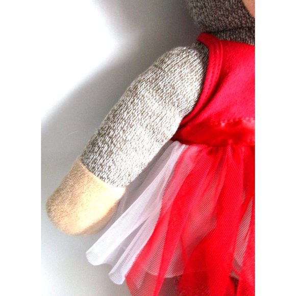 BAB Build a Bear Girl Sock Monkey - Red Bow/Dress 18" Plush Stuffed Animal Toy - Picture 3 of 15